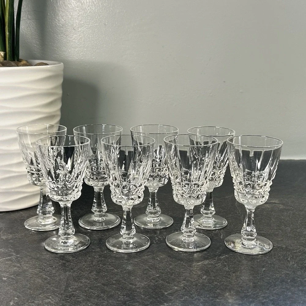 Vintage Villeroy & Boch VBC11 Crystal Cordial Sherry Glasses Set Of‎ 8 VHTF EUC